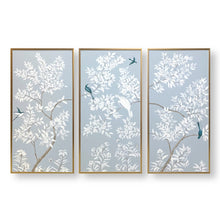 Load image into Gallery viewer, Set of 3 Blue &amp; White Chinoiserie Panels
