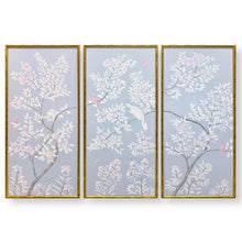 Load image into Gallery viewer, Set of 3 Blue &amp; Pink Chinoiserie Panels
