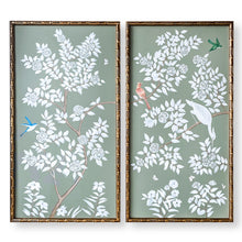 Load image into Gallery viewer, Set of 2 Celadon Chinoiserie Panels
