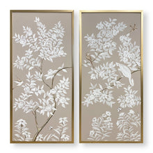 Load image into Gallery viewer, Set of 2 Taupe Chinoiserie Panels
