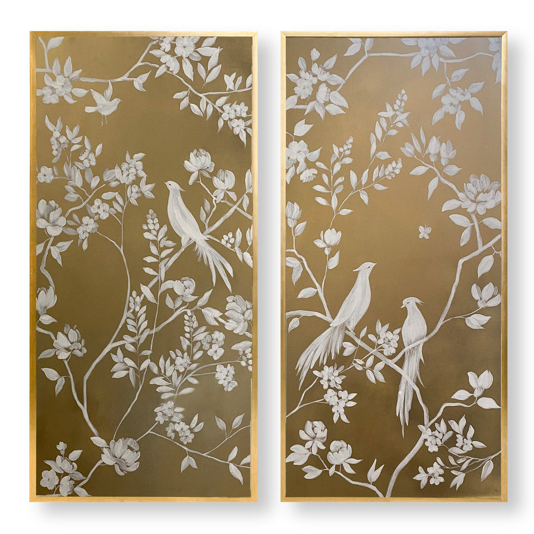 Set of 2 Gold Chinoiserie Panels