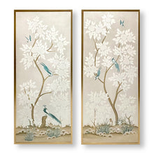 Load image into Gallery viewer, Set of 2 Silver Chinoiserie Panels
