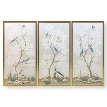 Load image into Gallery viewer, Set of 3 Silver Chinoiserie Panels
