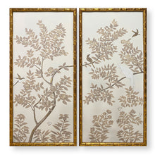 Load image into Gallery viewer, Set of 2 Taupe &amp; Beige Chinoiserie Panels
