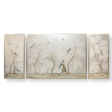 Load image into Gallery viewer, Large Set of 3 Silver Chinoiserie Paintings
