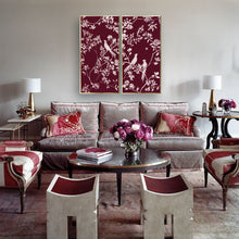 Load image into Gallery viewer, Set of 2 Burgundy Chinoiserie Panels
