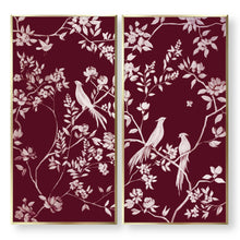 Load image into Gallery viewer, Set of 2 Burgundy Chinoiserie Panels
