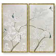 Load image into Gallery viewer, Set of 2 Silver Chinoiserie Panels
