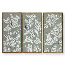 Load image into Gallery viewer, Set of 3 Celadon Color Chinoiserie Panels
