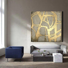 Load image into Gallery viewer, GOLDEN LINES square abstract painting
