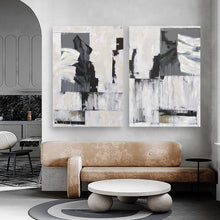 Load image into Gallery viewer, Diptych Gray and White Abstract Painting
